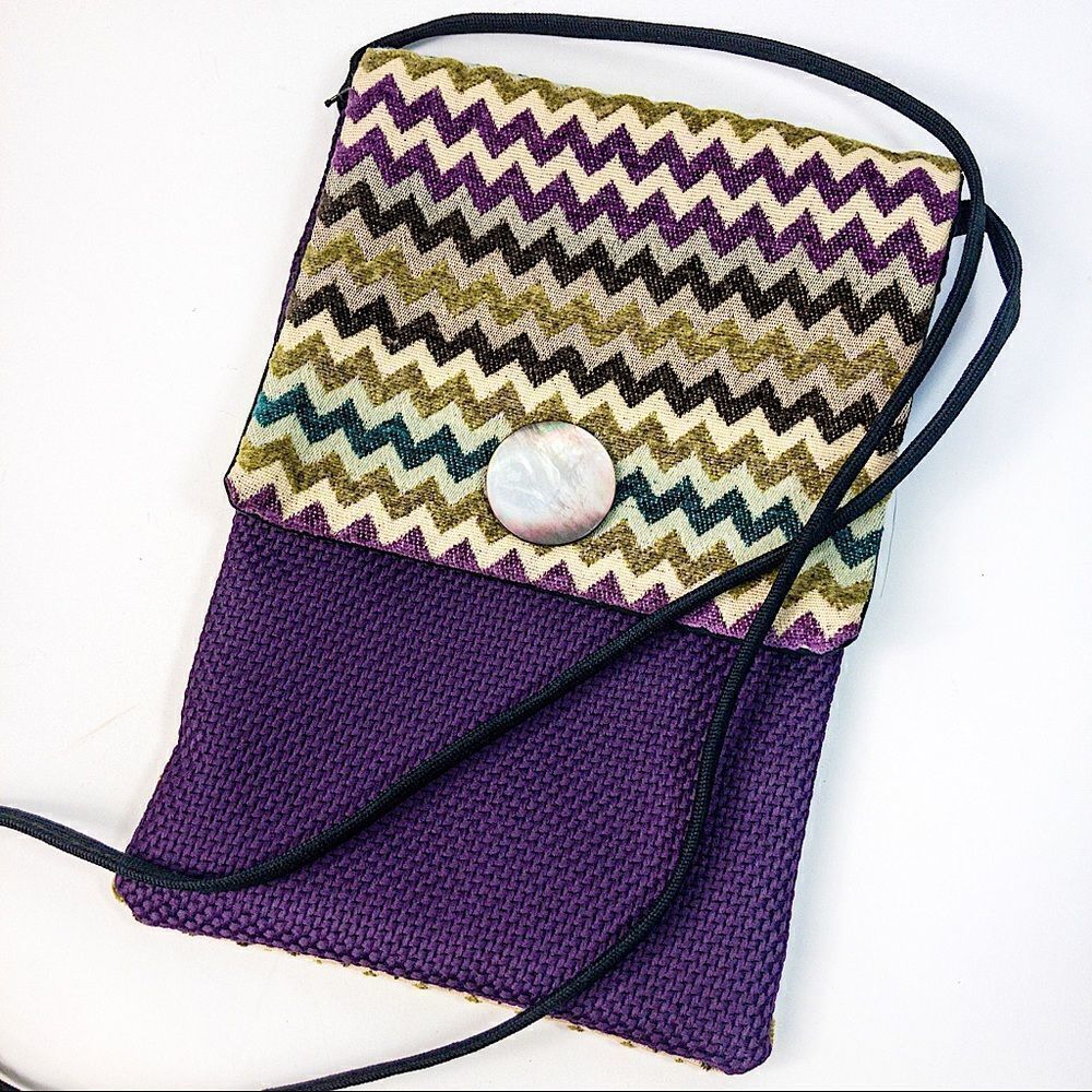 Handmade Chevron Fabric Pouch Crossbody Bag